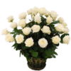 Фото товара 35 білих троянд в кошику