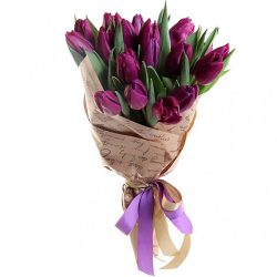Фото товара 21 пурпурний тюльпан у крафт