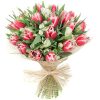 Фото товара 75 пурпурно-білих тюльпанів