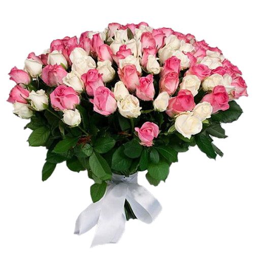 Фото товара 101 біла і рожева троянда