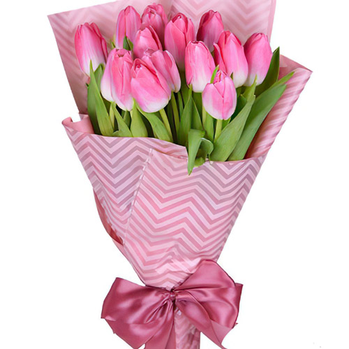 Фото товара 15 розовых тюльпанов