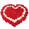 Фото товара 101 роза сердцем - красная, белая