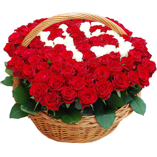 Фото товара 101 роза с числами в корзине