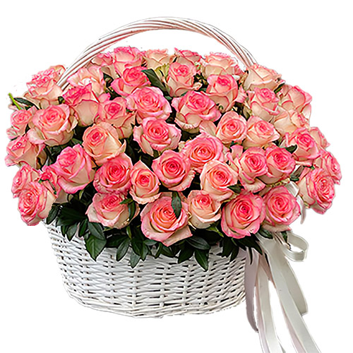Фото товара 51 роза "Джумилия" в корзине
