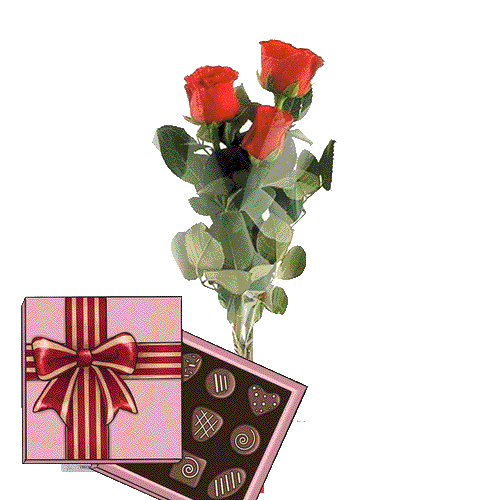 Фото товара 3 красные розы с конфетами