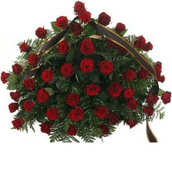Фото товара 70 червоних троянд у кошику