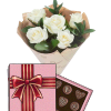 Фото товара 3 белые розы с конфетами